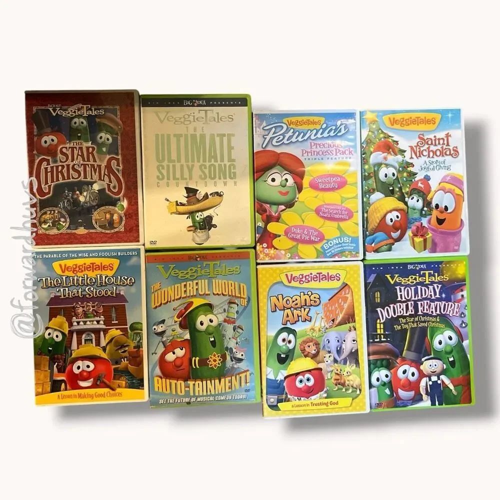 8 VeggieTales DVD Lot Christian Family Children’s Cartoons Big Idea Tested
